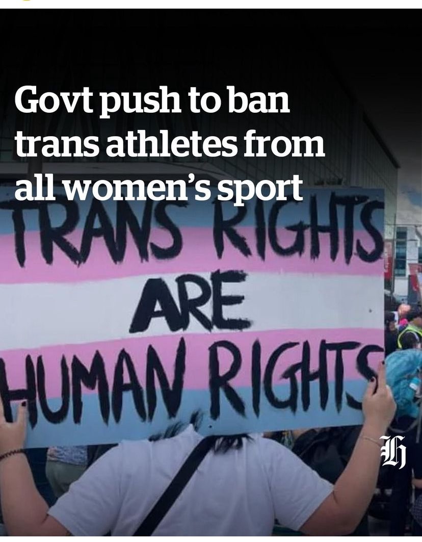 This headline is a lie @nzherald Trans athletes won’t be banned from women’s sport, only the male ones will be. Everyone will simply be required to compete in the category of their sex. It. Is. Not. Complicated. Unless you deliberately make it that way.