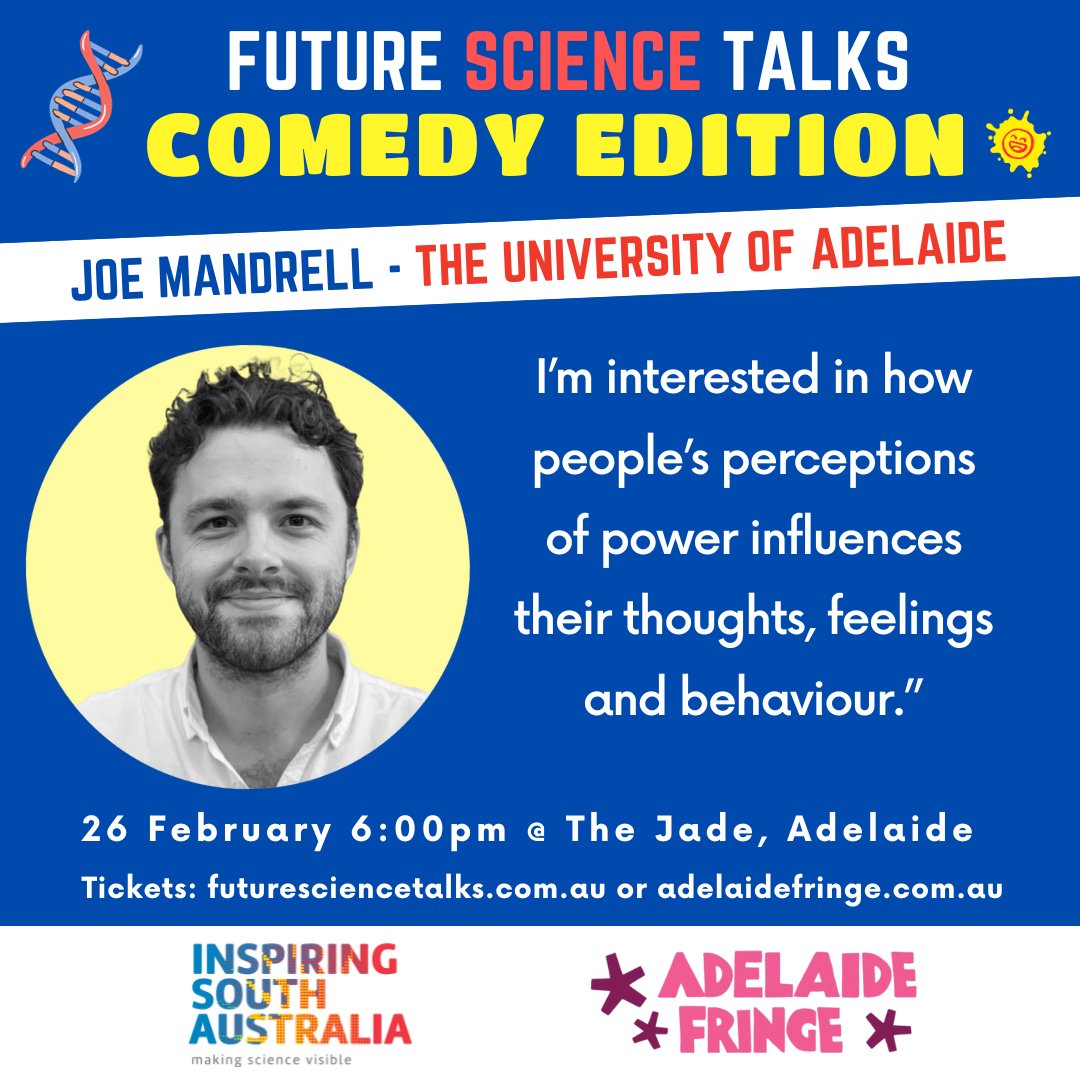 Very excited to have these three awesome speakers at our #Adelaidefringe show in February 🔥

We've had a sneak peak at their talks and they're epic! <a href="/Becho2106/">Rebecca Perry</a> <a href="/Dr_Flick_/">Dr Felicity Braithwaite</a> <a href="/JoeMandrell/">Joe Man</a> 

Only 1/3 of tickets remain: adelaidefringe.com.au/fringe-lists/s…

With thanks <a href="/inspiringSthAus/">Inspiring SA</a>