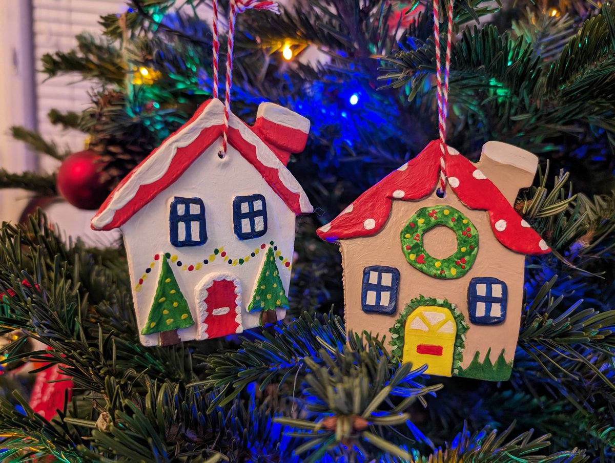 Christmas crafting continues. Air dried clay house decorations this time.