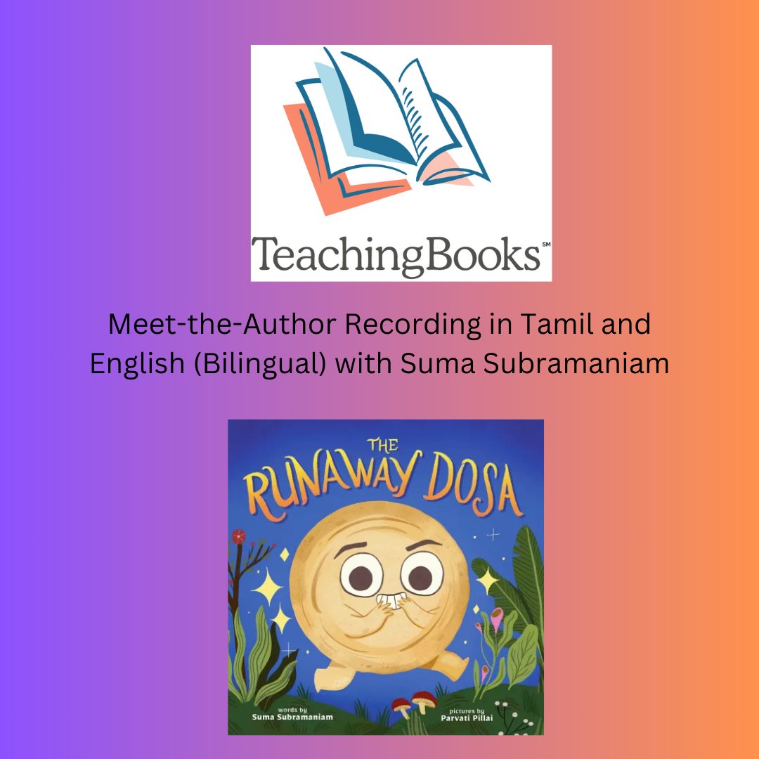 Thank you to @TeachingBooks for this interview about THE RUNAWAY DOSA. There are teaching resources on the page for educators and librarians to use for free.
The link is here: 
teachingbooks.net/book_reading.c…

#therunawaydosa #picturebooks #teachers #educators #librarians