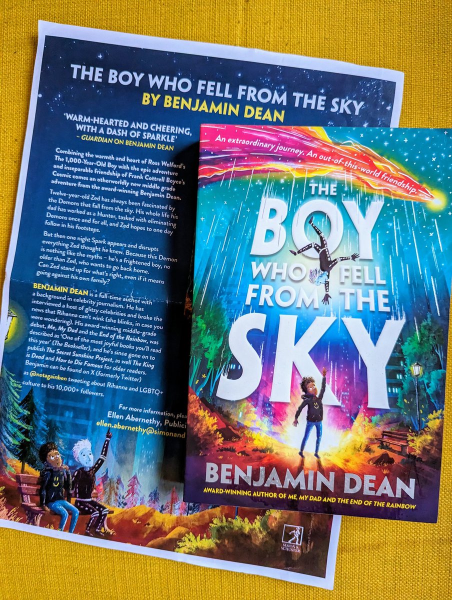 Excellent book post. 'The Boy Who Fell From the Sky' by @NotAgainBen looks absolutely stunning and sparkling. Out January 18th - a cracking start to 2024. Thanks @simonkids_UK @ellen_abernethy