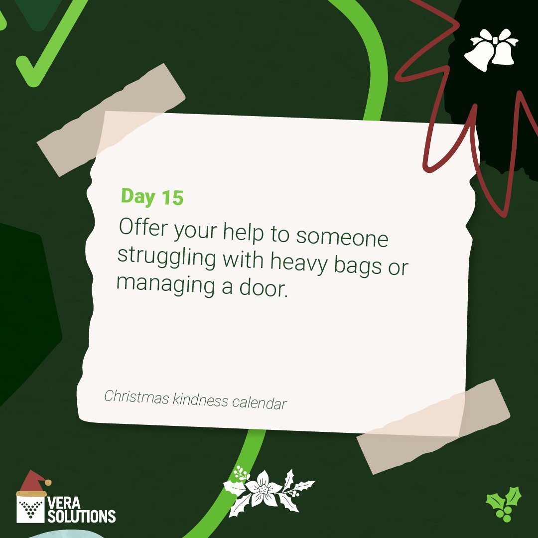 🌟🎄 It's December 21st! 🛍️ On Day 15 of our Kindness Calendar, lend a hand to someone struggling with heavy bags or a door. A small act of kindness can make a big impact. 🚪🤝 #KindnessCalendar