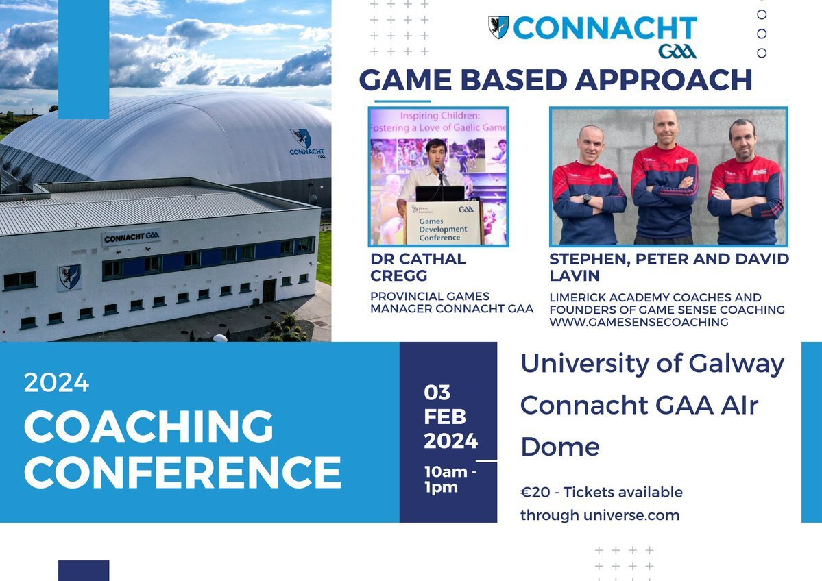 🚨 @ConnachtGAA Coaching Conference🚨 Theme: Games Based Approach To Coaching Presenters: @cathalcregg & @GaaSense 🗓️ 3rd Feb 2024 📌 @uniofgalway @ConnachtGAA COE 🕰️ 10am to 1pm Cost: 20e Booking 🔗 universe.com/events/connach…