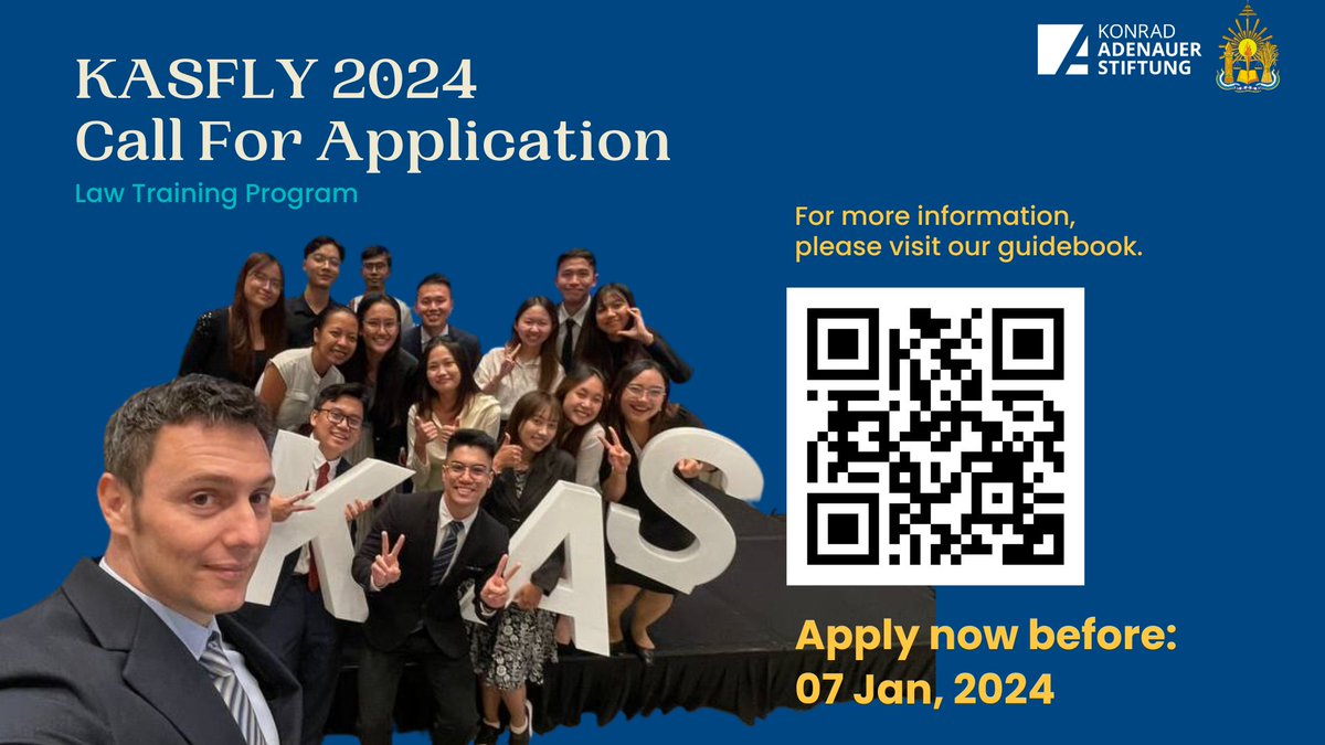 We’re excited to announce for KASFLY 2024 Call For Application.  

Application Deadline: January 07, 2024, before 09:00 a.m. (GMT+7). 
Apply Now: lnkd.in/gJtdrmZ5For 
more information, bit.ly/48bn7hZ