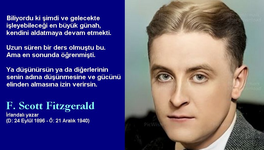 Birinci sınıf bir zekanın göstergesi,
iki karşıt görüşü aynı anda akılda
tutabilme yeteneğidir.

Birini yargılamaya kalkıştığında 
onun sendeki ayrıcalıklara sahip 
olmama ihtimalini hatırla

#FScottFitzgerald

#Günaydın