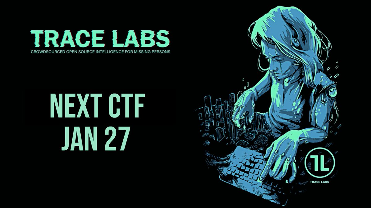 🎉 Exciting news! 🎉 Join us for the next #TraceLabs Global Virtual Search Party CTF on Jan 27th! 🌐🔍

We've made improvements for a safer, more respectful experience. 

For full details, check our other socials or visit ➡️ tracelabs.org/discord

#osint4good