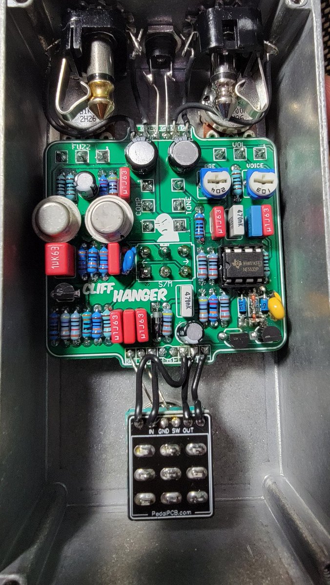 Built a modified version of a Hermida Dover Driver. The original design is a silicon Fuzz Face in front of a Zendrive. 
I built this one with Russian germanium transistors, and it has some added controls. It really does do smooth Eric Johnson tones in a box