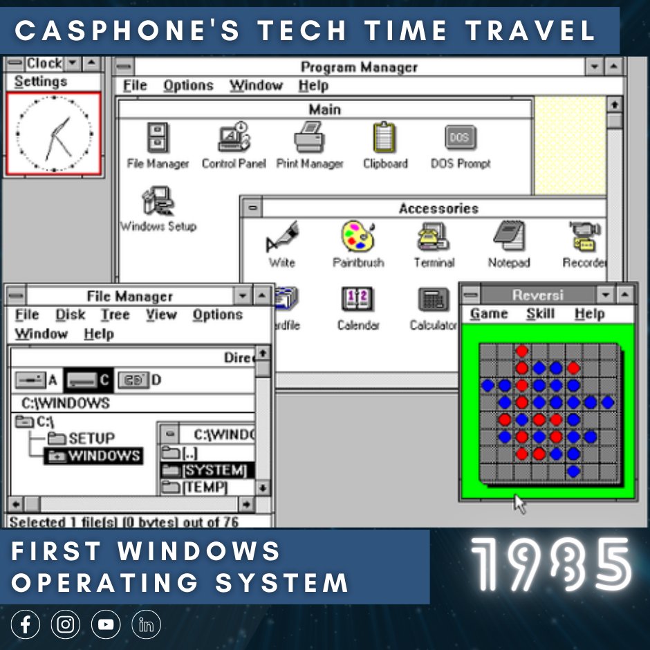 CasphoneAu's tweet image. 🪟 Casphone Tech History: The Birth of Windows! 💾
💾 In 1985, the tech world witnessed a revolutionary moment with the debut of the first Windows operating system, marking the beginning of a new era in personal computing. 🌟🖥️
#WindowsOS #PersonalComputingRevolution