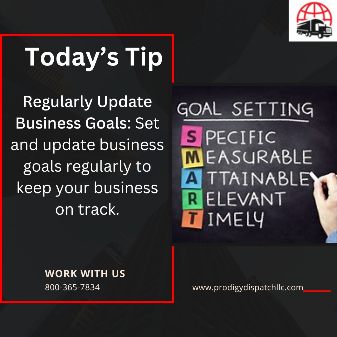 ProDispatch_'s tweet image. Today's Tip: Regularly Update Business Goals #prodigydispatch #business #goals