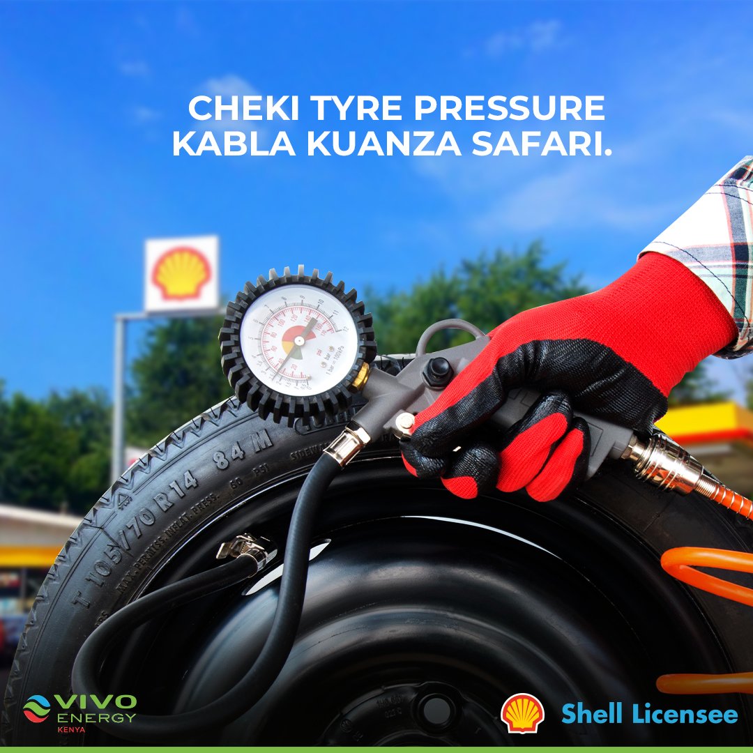 Time ya holiday imefika! 🚗  Lakini kwanza, pitia @Shell_Kenya to check your tyre pressure. Tell us which station you will visit today and let's spotlight your journey with a repost! 📸✨Cruise the road with properly inflated tires ndio #KrisiIbambe #VEKcares @vivoenergykenya