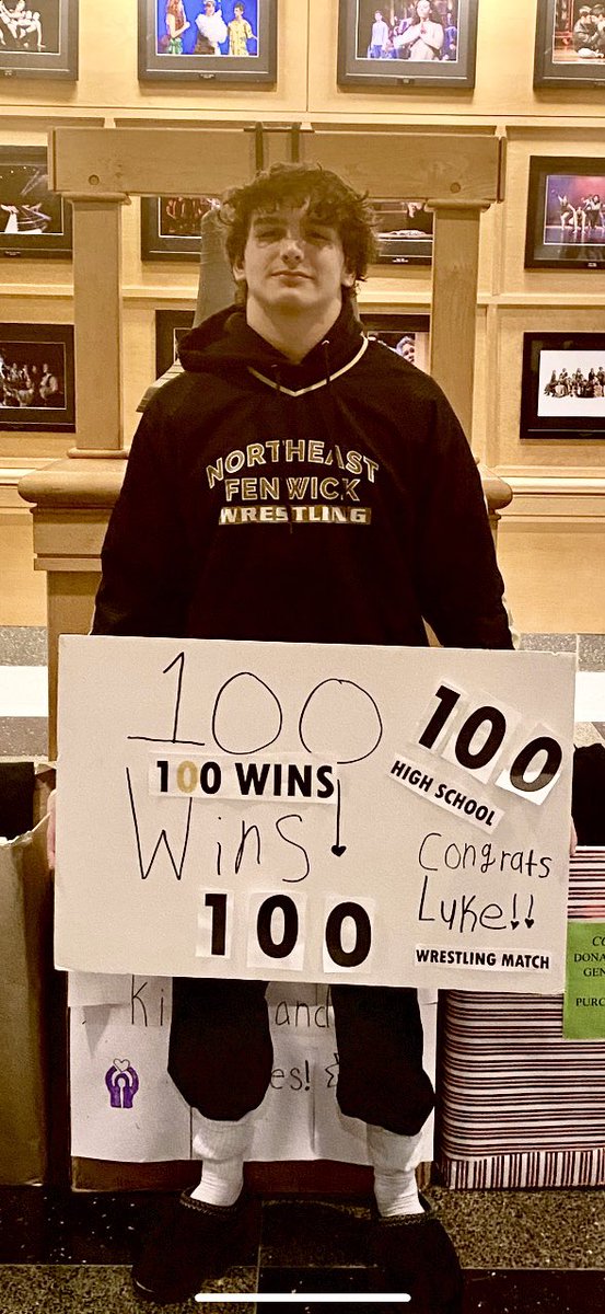 Congratulations to @We_Are_Fenwick senior standout Luke Connolly, who won the 100th match of his wrestling career tonight vs. Westford Academy. Having not wrestling as a freshman, the 165-pounder has accomplished this feat in a little over 2+years, going 100-12 overall.