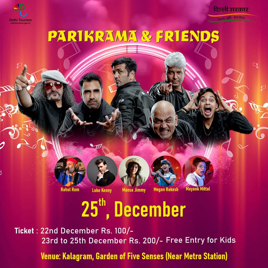 at Kalagram Saket for Western Musical Carnival 2023 on Dec 25, 2023, courtesy of Delhi Tourism. Don't miss out on the musical spectacle of the year! 🎵 #WMC2023 #DelhiGroove #ParikramaLive @LukeKennyLIVE @parikrama @indianoceanband