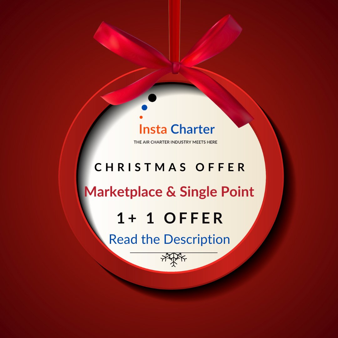 🎄Get the Marketplace and Single Point features at the price of one:

- **$49 monthly & $470 yearly per User**

Don't miss out on this festive deal! 🎅🛩️ 
Contact us to get the offer: sales@instacharter.app
#ChristmasOffer #InstaCharter #AviationDeals🎁