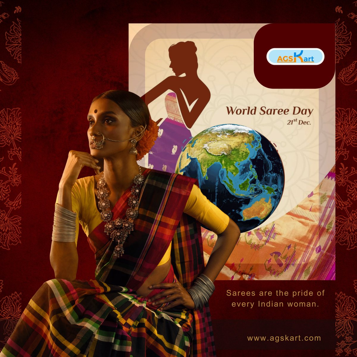 'World Saree Day'
Sarees are the pride of every Indian woman. 
#worldsareeday #sareeday #day #days #saree #sareelove #world #sareefashion #pride #indian #indianwomen #sarees #fashionmodel #fashionstyle #fashiondesigner #sareeindia #sareestyle