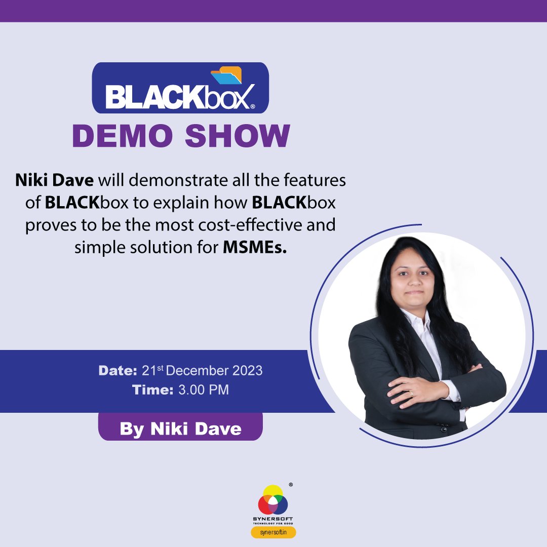 SynersoftTech's tweet image. 🌐 Ready for an insightful journey into BLACKbox? 🚀 Join Niki Dave and the team in a live webinar today for a comprehensive BLACKbox demo! 🗓️ Date: 21st Dec, ⏰ Time: 3 pm. 🖱️ Register now: us06web.zoom.us/webinar/regist… #BLACKboxDemo #Cybersecurity #LiveWebinar