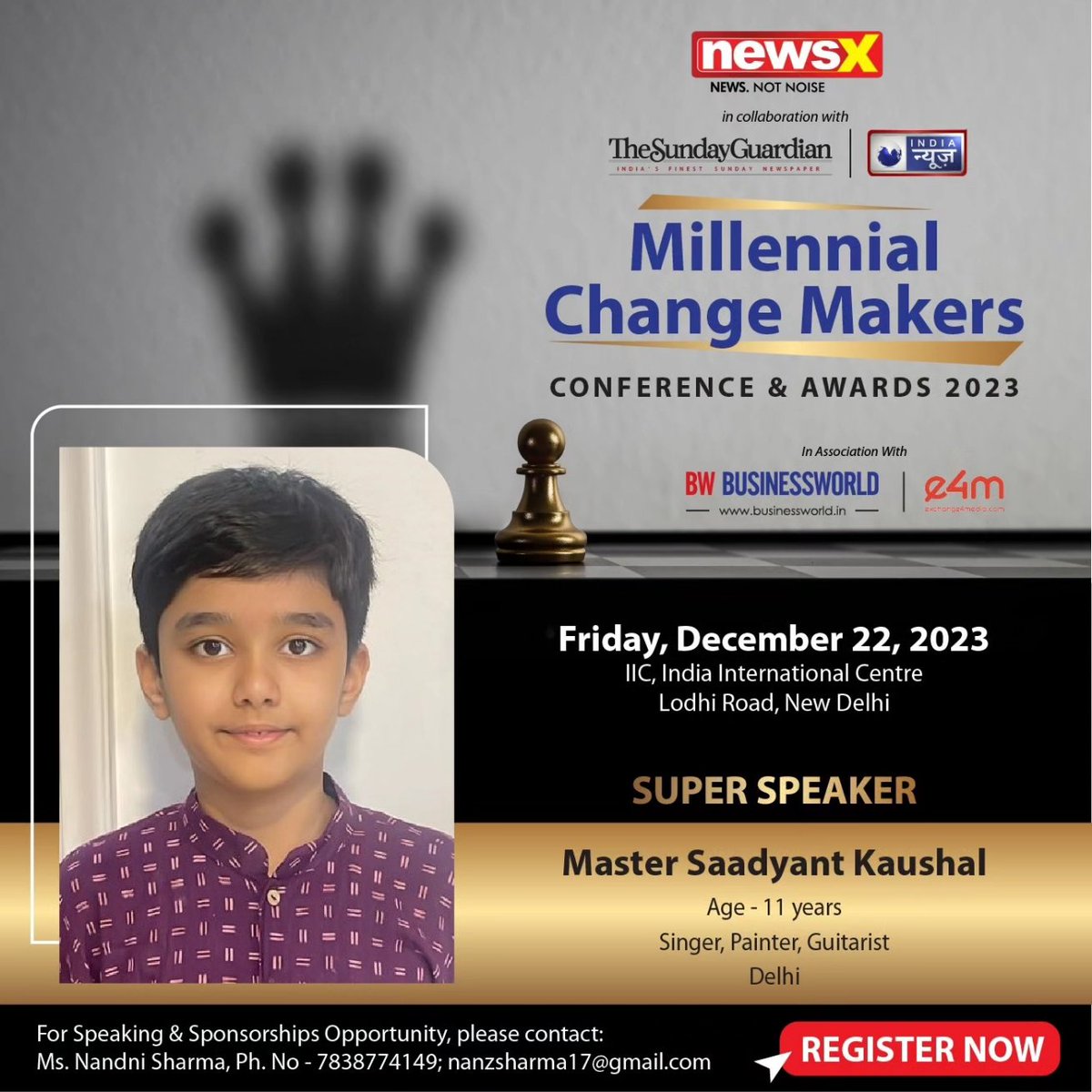 Proud to share that my daughter Oorja and son Sadyant have been invited as SUPER SPEAKERS.
Event: MILLENNIAL CHANGE MAKERS 
Venue: INDIA INTERNATIONAL CENTRE,  Lodhi Road
Time: 5 PM
#youngminds #superspeaker #changemakers