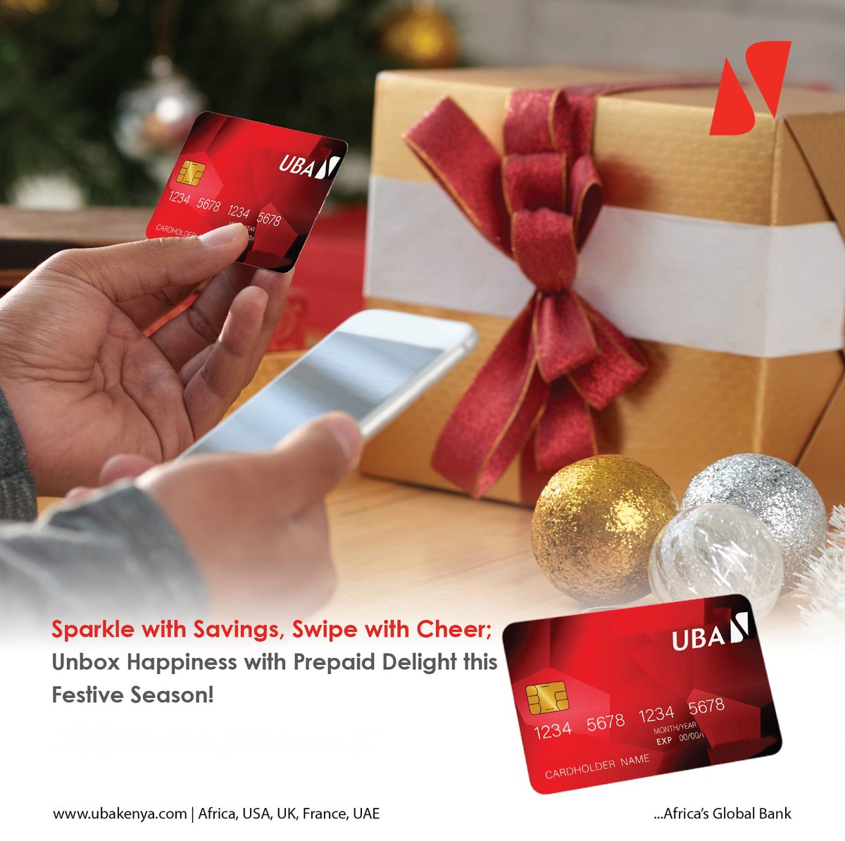 Unwrap joy this season! 🎁✨ Surprise your loved ones with the gift of choice – a prepaid card that lets them shine bright this holiday season! 💖
#GiftOfChoice
#HolidaySparkle
#UBAKenya
#africasglobalbank