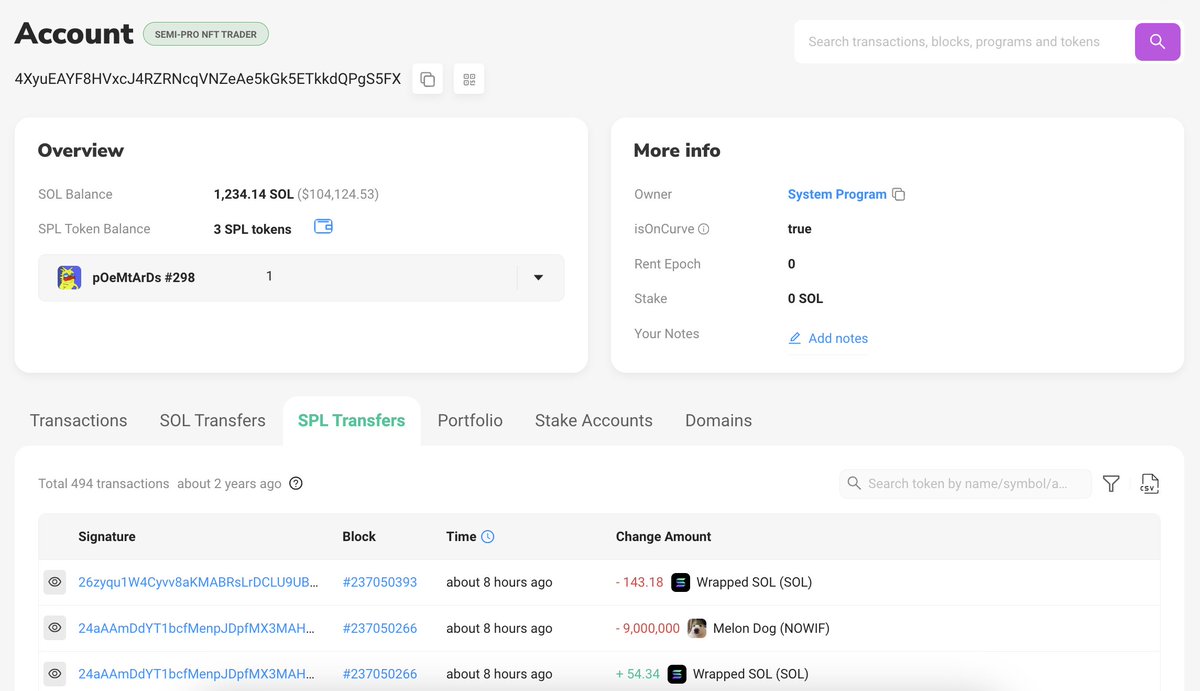 lookonchain's tweet image. In just 5 days, this guy spotted 4 10X+ #MEME coins on #Solana!

If you want to make money by trading #MEME coins, be sure to follow this wallets.

He traded 33 #MEME coins in 5 days, 24 of which were profitable, with a win rate of 73% and the total profit is ~476 $SOL($38K)!