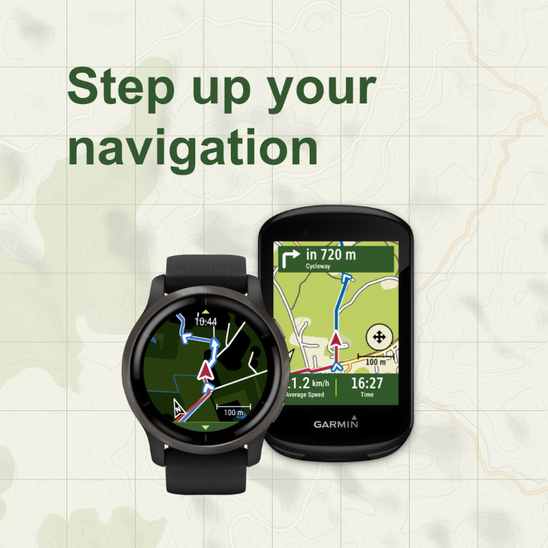 komoot's tweet photo. Step up your navigation 💚

Our newest Premium feature brings the @komoot map right onto your @Garmin smartwatch or bike computer—even on most devices with no prior existing map capabilities.

Learn more (oh, and it's free until 7 January) 👇