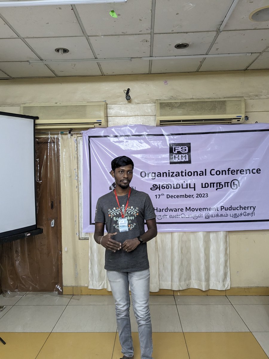 fshmpy's tweet image. FSHM's Vice-President Ghanesh presented the work done from SOTC between 2020 and 2022.

#FSHM #FSHMPY #Puducherry #pondicherry #FSFTN #CuddaloreGLUG