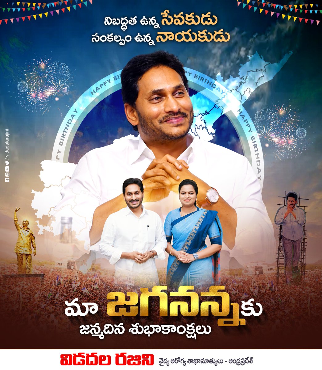 Wishing a remarkable birthday to the visionary leader @ysjagan anna. Your unwavering dedication towards the welfare of Andhra Pradesh has brought about positive transformations, impacting countless lives. May you continue to lead with compassion and drive for a prosperous and