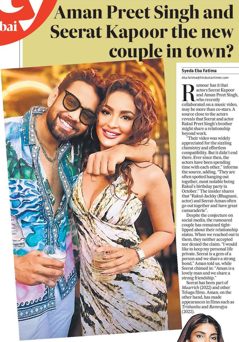 MoviesUpdatez's tweet image. #AmanPreetSingh and #SeeratKapoor the new couple in town?

@IamSeeratKapoor