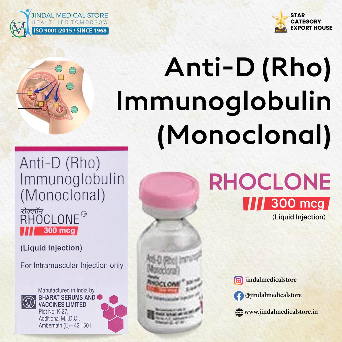 jmspharmacy's tweet image. Protecting against Rh incompatibility is crucial! Rhoclone 300mcg Injections are a game-changer, preventing antibody development in Rh-negative individual receiving Rh-positive blood.

#Rhoclone300 #RhIncompatibility #TransfusionSafety #AntibodyPrevention #JindalMedicalStore #JMS