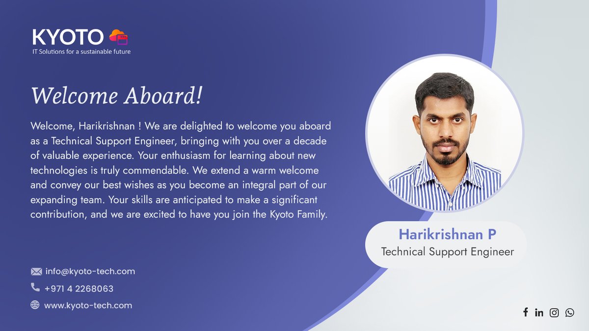 Kyoto_tech's tweet image. WELCOME ABOARD!!!

#technicalsupportengineer #welcomeaboard #onboarding #NewBeginnings #WelcomeAboard #TeamWelcome #JoiningTheTeam
#NewTeamMember #WelcomeToTheTeam #networking #supportengineer