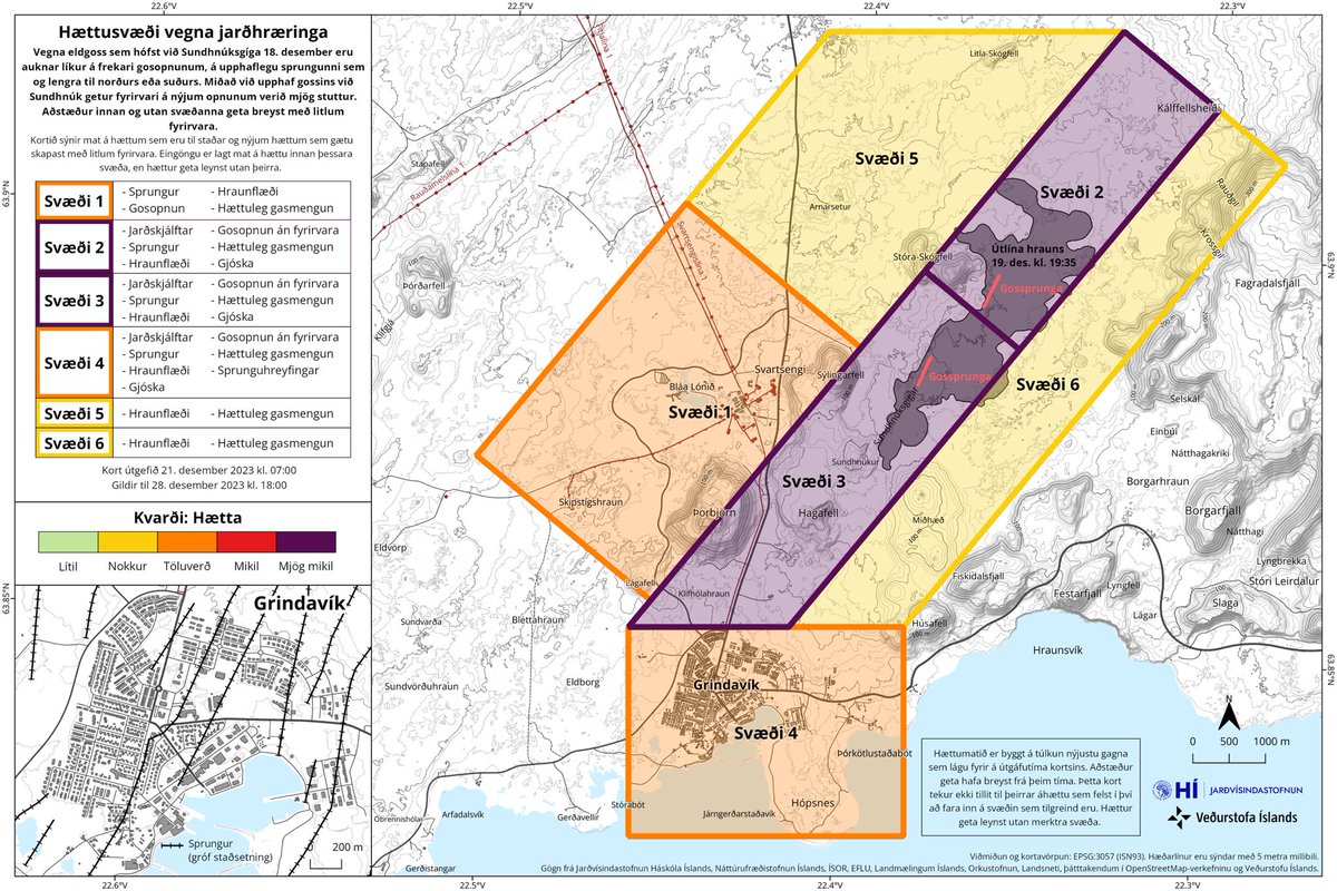 Updated hazard map. All info from @Vedurstofan and @almannavarnir