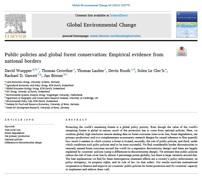 ๐ณ๐๐๐๐ ๐๐๐๐๐๐๐ (@davidwuepper) on Twitter photo Public Policies and Global Forest Conservation
authors.elsevier.com/sd/article/S09โฆ
by <a href="/DavidWuepper/">๐ณ๐๐๐๐ ๐๐๐๐๐๐๐</a> (<a href="/Land_Economics/">Land Economics @ Uni Bonn</a>), <a href="/TWCrowther/">Thomas Crowther</a> (<a href="/CrowtherLab/">Crowther Lab</a>), Thomas Lauber (<a href="/CrowtherLab/">Crowther Lab</a>), Devin Routh (<a href="/UZH_en/">University of Zurich</a>), Solen Le CLec'h (<a href="/WUR/">Wageningen U&R</a>), @rach_garr (<a href="/Cambridge_Uni/">Cambridge University</a>), and Jan Bรถrner (<a href="/ZEFbonn/">ZEF</a> <a href="/UniBonn/">Rheinische Friedrich-Wilhelms-Universitรคt Bonn</a>) Public Policies and Global Forest Conservation
authors.elsevier.com/sd/article/S09โฆ
by <a href="/DavidWuepper/">๐ณ๐๐๐๐ ๐๐๐๐๐๐๐</a> (<a href="/Land_Economics/">Land Economics @ Uni Bonn</a>), <a href="/TWCrowther/">Thomas Crowther</a> (<a href="/CrowtherLab/">Crowther Lab</a>), Thomas Lauber (<a href="/CrowtherLab/">Crowther Lab</a>), Devin Routh (<a href="/UZH_en/">University of Zurich</a>), Solen Le CLec'h (<a href="/WUR/">Wageningen U&R</a>), @rach_garr (<a href="/Cambridge_Uni/">Cambridge University</a>), and Jan Bรถrner (<a href="/ZEFbonn/">ZEF</a> <a href="/UniBonn/">Rheinische Friedrich-Wilhelms-Universitรคt Bonn</a>)