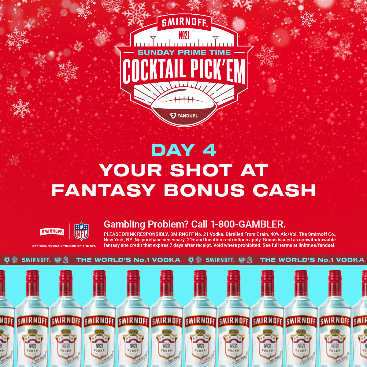FanDuel's tweet image. 🚨 GIVEAWAY 🚨

We're teaming up with Smirnoff to give away $100 in DFS Credit to 3 lucky winners! 🎅

For a chance to win:
1️⃣ Repost
2️⃣ Follow @FanDuel
3️⃣ Reply with #SmirnoffCocktailPickEm

Rules: linktr.ee/fanduel