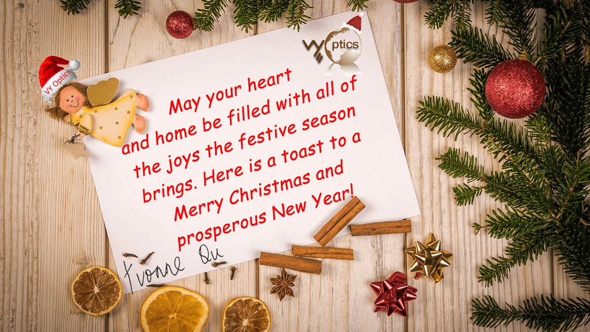 Wish the magic of Christmas fill your heart and home with peace, love, and happiness! Happy New Year and Happy Holidays! #vyoptics #opticalexpert hashtag#optics #opticallensfactory #opticalmanufacturing