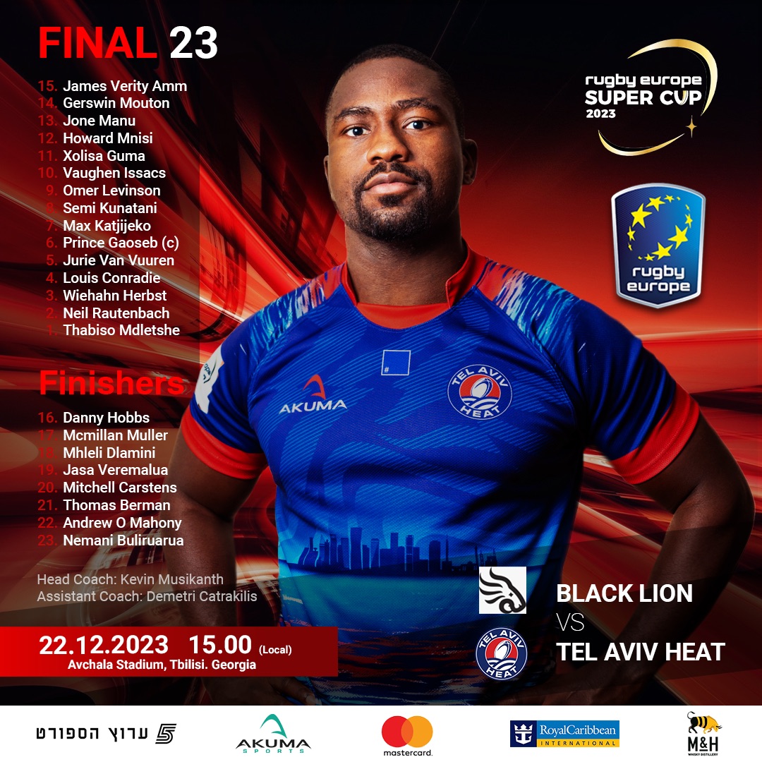 Only one sleep to go 🔥

After a thrilling season, our team is locked in for our @resupercup final with @blacklionrugby

We are ready 💪

The final can be watched for free on rugbyeurope.tv or on Sport5!

#tlvheat #telavivheat #rugbyisrael #rugbyeurope #resupercup #rugby