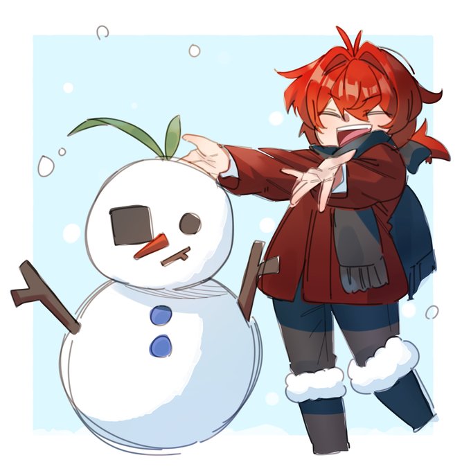 「男の子 雪だるま」のTwitter画像/イラスト(新着)