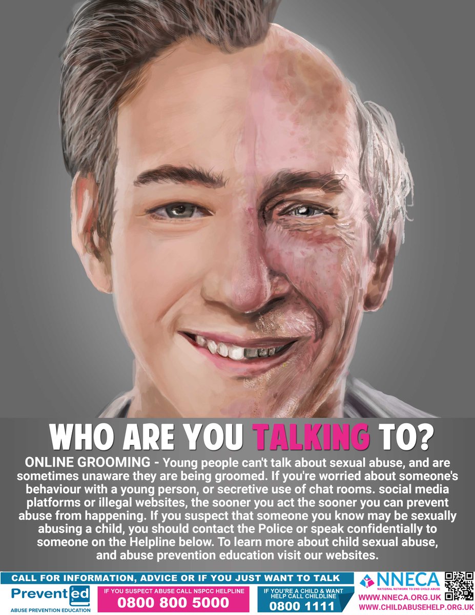 WHO ARE YOU TALKING TO?  
Young people don’t know more than 50% of the friends they’re connected to on chat rooms and social media. Predators are increasingly using online platforms to target children. 
#CSE #OnlineSafety #OnlineGrooming #PreventED nneca.org.uk