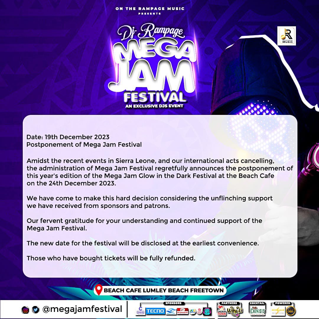 We apologize for the inconvenience 🙏🏽. New date will be communicated soon!