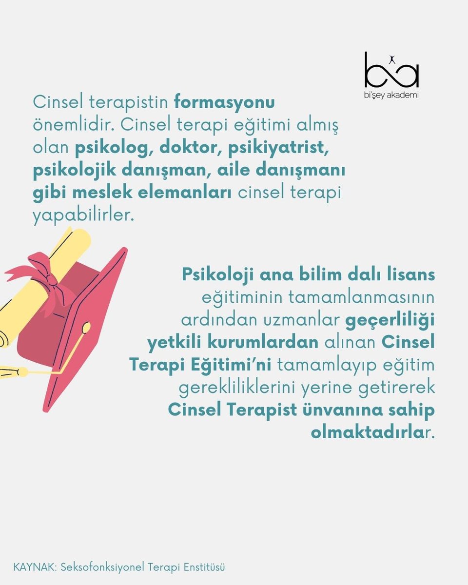 BiseyAkademi's tweet image. Cinsel terapi cinsel sorunları değerlendirme, tanılama ve tedavi etme yöntem ve tekniklerini içerir. 

Yüksek lisans yaptıktan sonra nasıl cinsel terapist olunur? Sizler için araştırdık, yana kaydırmayı unutmayınız🌿

#psikolojiekolleri #psikolojiyükseklisans #cinselterapi