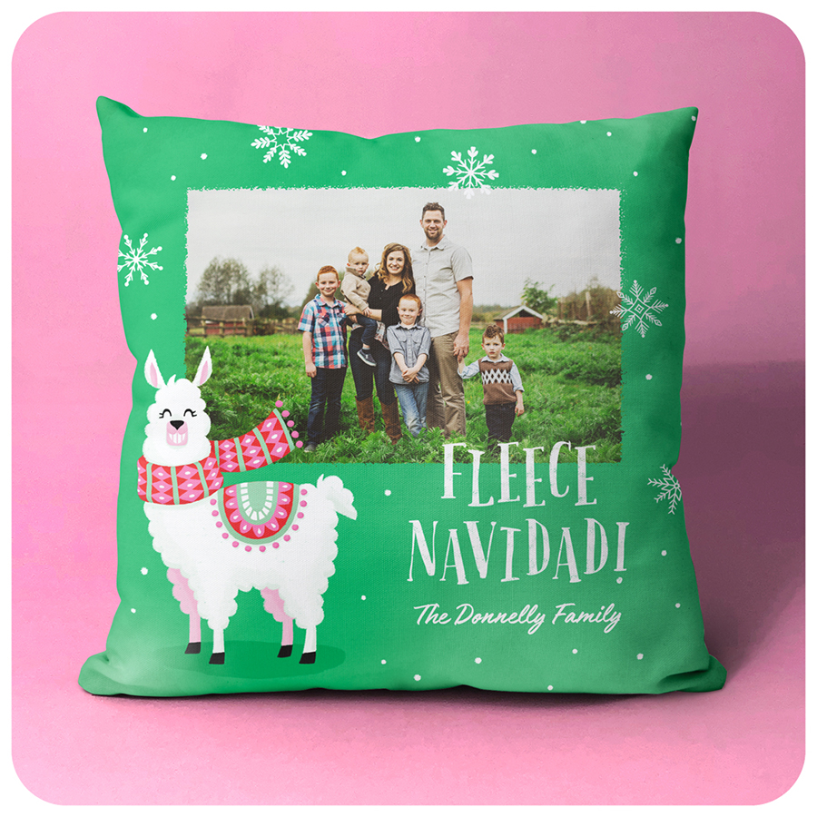 I have a feeling #thisChristmas is going to be LLAMA-zing! 🦙😆 My #FleeceNavidad cushion is #customizable in 3 sizes with a horizontal or vertical photo & #personalized text. #feliznavidad #llama #llamalove #llamalife #alpaca #personalizedgifts #photogifts #calebgraystudio