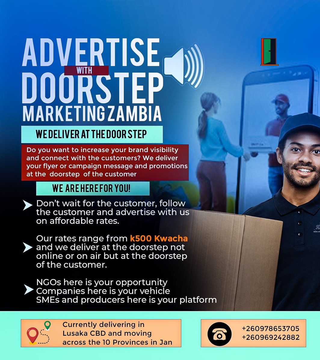 Henry Malumo (@henrymalumo) on Twitter photo We deliver yourinformation at the doorstep. We are following the customer and people to the doortep <a href="/HHichilema/">Hakainde Hichilema</a> <a href="/PromoteZambia/">Zambia Development Agency (ZDA)</a> <a href="/mohzambia/">Ministry of Health Zambia</a> <a href="/ceeczambia/">Citizens Economic Empowerment Commission</a> <a href="/MulengaChipoka/">Chipoka Mulenga</a> <a href="/FNBZambia/">First National Bank </a> <a href="/JitoKayumba/">Jito Kayumba</a> <a href="/UNZambia/">UN Zambia</a> <a href="/COMACO_Zambia/">COMACO - #COMACOWorks🐘</a> <a href="/ZambiaMGEE/">Ministry of Green Economy and Environment - Zambia</a> <a href="/zemazambia/">ZEMA</a> @comesa_lusaka We deliver yourinformation at the doorstep. We are following the customer and people to the doortep <a href="/HHichilema/">Hakainde Hichilema</a> <a href="/PromoteZambia/">Zambia Development Agency (ZDA)</a> <a href="/mohzambia/">Ministry of Health Zambia</a> <a href="/ceeczambia/">Citizens Economic Empowerment Commission</a> <a href="/MulengaChipoka/">Chipoka Mulenga</a> <a href="/FNBZambia/">First National Bank </a> <a href="/JitoKayumba/">Jito Kayumba</a> <a href="/UNZambia/">UN Zambia</a> <a href="/COMACO_Zambia/">COMACO - #COMACOWorks🐘</a> <a href="/ZambiaMGEE/">Ministry of Green Economy and Environment - Zambia</a> <a href="/zemazambia/">ZEMA</a> @comesa_lusaka