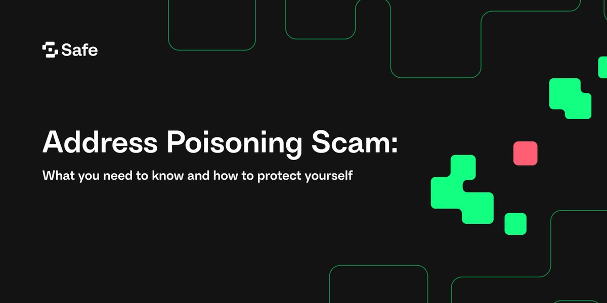 Stay Safe 🔐🟢 We are aware of recent incidents of address poisoning scams targeting Safe{Wallet} users. While not unique to us, these threats are common in the crypto ecosystem. Rest assured, with vigilant practises, your assets remain secure. 🛡️ Here's how you can shield…