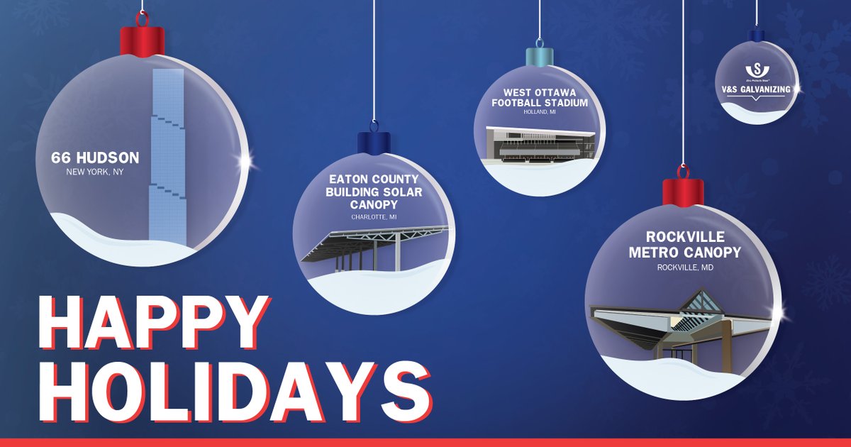 VSGalvanizing's tweet image. Happy Holidays from our V&amp;amp;S family to yours!  Please note: Our offices will be closed Friday 12/22 and Monday 12/25.