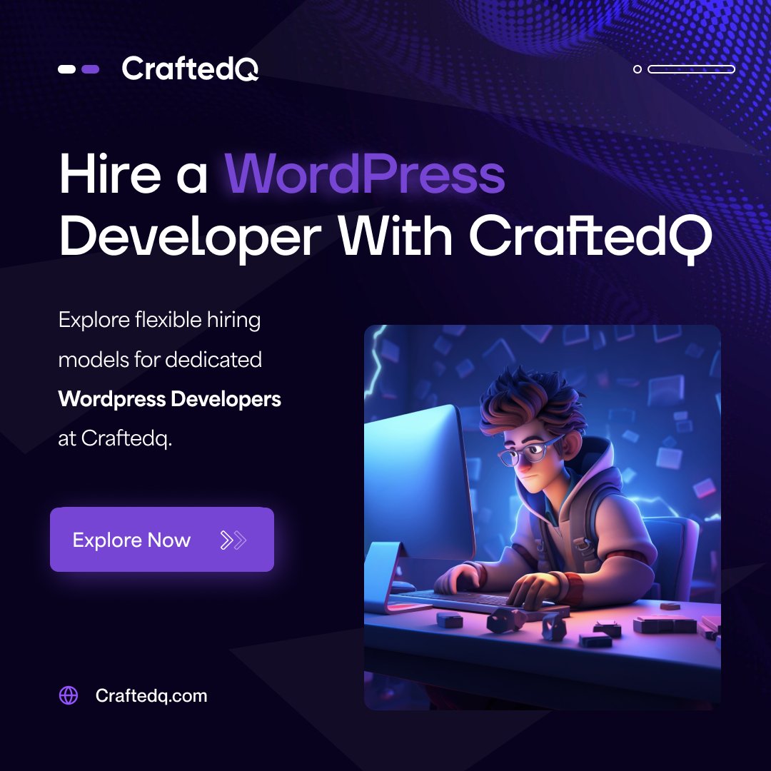 '🌐 Ready to supercharge your WordPress site? CraftedQ offers hassle-free hiring models for dedicated WordPress developers. Elevate your web game with us! 💡 #WordPress #CraftedQ #WebDevelopment'