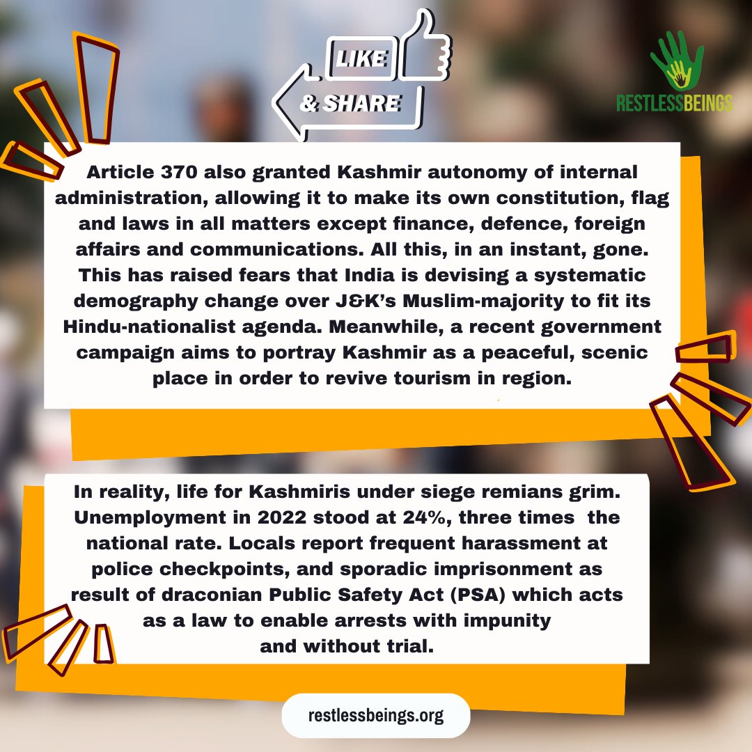 Under weight of occupation, Kashmir has struggled. Last week #India Supreme Court ruled Kashmir now part of India. Neo-colonialism & settler colonialism now ratified. The threat to a human' rights anywhere is a threat to all humans rights everywhere. Please share and amplify x