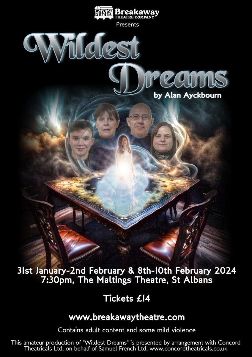 Our first production of 2024 is Wildest Dreams by Alan Ayckbourn.

Save the date, tickets go on sale very soon!

#stalbans #stalbanstheatre #stalbanslife #stalbanscommunity #localtheatre #localdrama  #amateurtheatre #amateurdramatics  #amateurdrama #communitytheatre