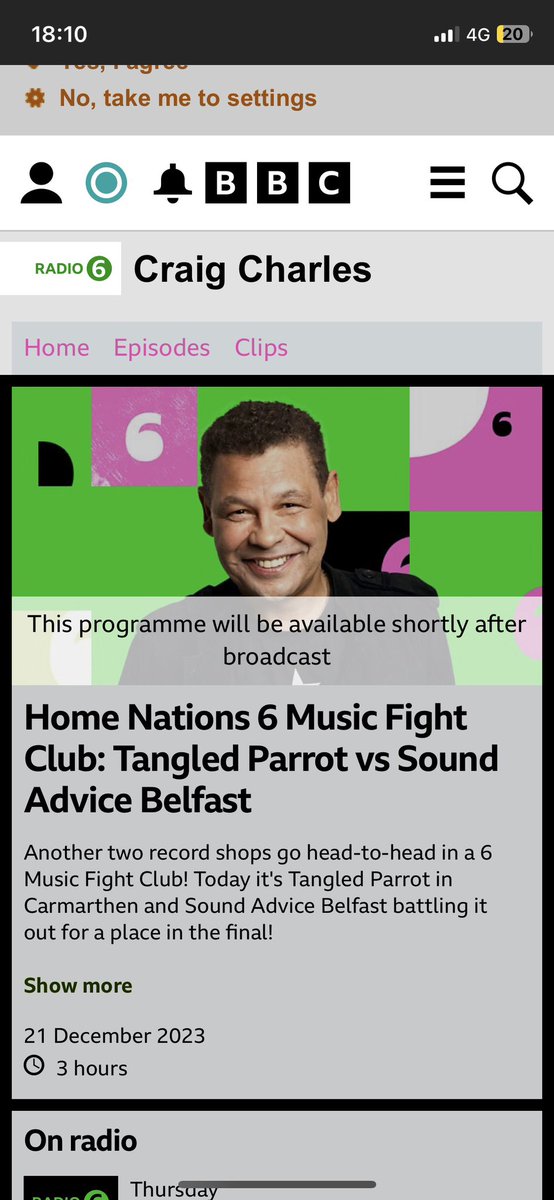 Catch Matt on the Craig Charles show at 1pm on @BBC6Music today choosing a few tracks . Its a Home Nations Fight Club where we’re up against Sound Advice from Belfast and theres a vote to see who’s tracks are best so show some support if you can