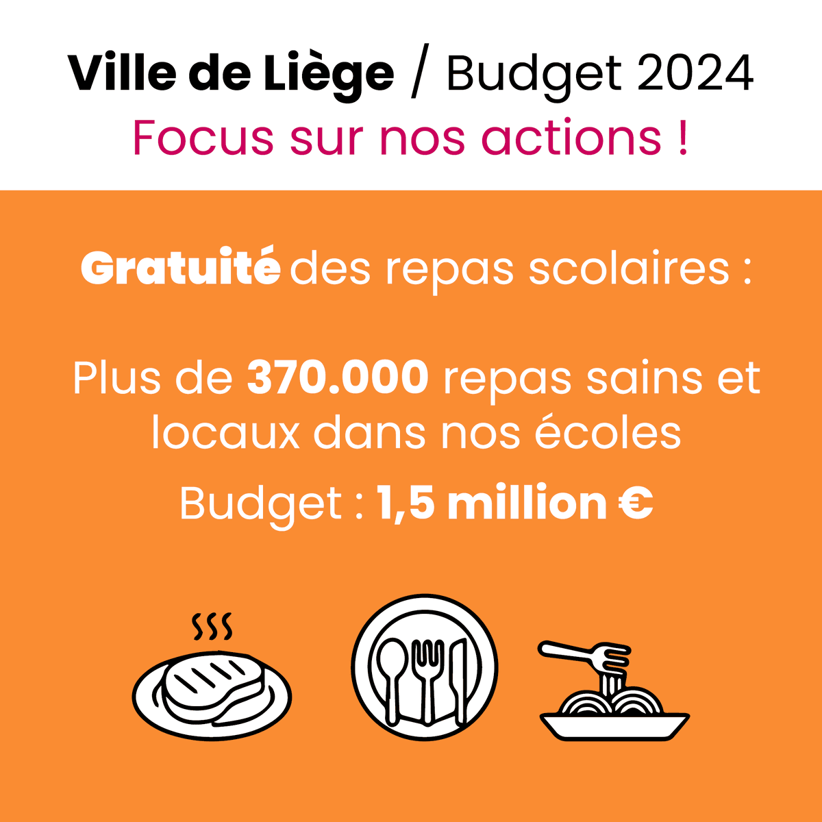 VilledeLiege's tweet photo. 🆓🥗 Bonne nouvelle pour nos enfants avec avec la poursuite des repas gratuits, sains et locaux dans les écoles communales (plus de 370.000 repas pour un budget de 1,5 million €).
#budget2024 #CCLiège #cantinescolaire #repasgratuits #enfants #liege #villedeliege #ecole https://t.co/YHXLFdjJ4g