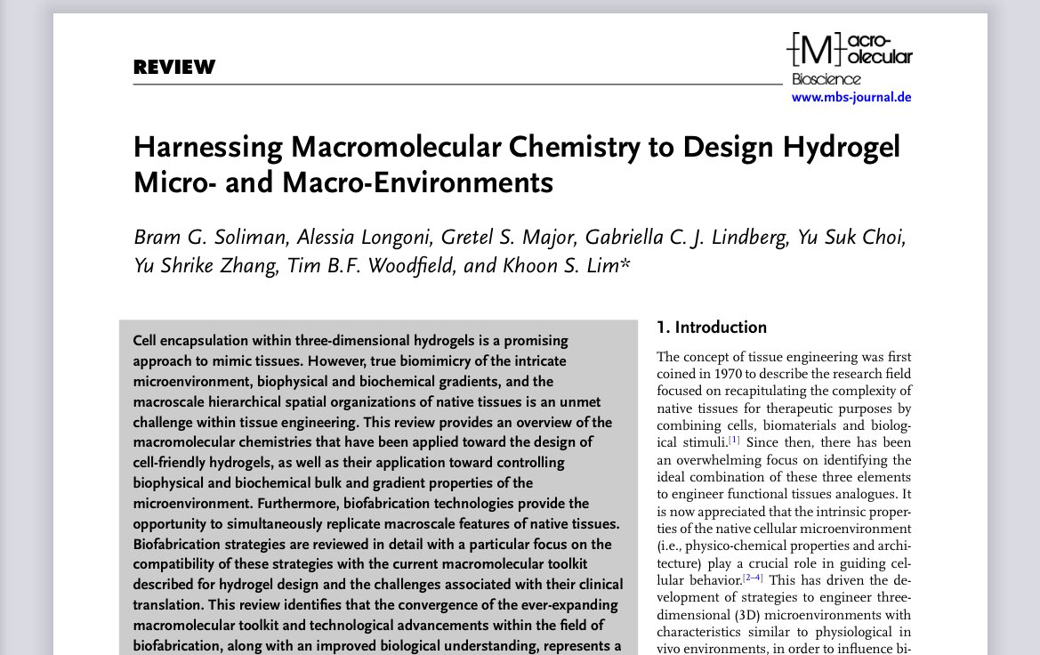 Khoon Lim (@khoonono) on Twitter photo Last paper of the year! Have a look at our latest review led by <a href="/Bramzelll/">Bram Soliman</a> on using macromolecular chemistry to #3Dprint hydrogels with environmental cues @WileyPolymers <a href="/ASBTE1/">ASBTE</a> <a href="/ISBioFab/">Intl Soc Biofab</a> <a href="/shrikezhang/">Y. Shrike Zhang</a> <a href="/GretelMajor/">Gretel Major</a> <a href="/YuSukChoi/">Yu Suk CHOI</a> <a href="/LindbergLabs/">Gabriella Lindberg</a> <a href="/Tim_WoodfieldNZ/">Tim Woodfield</a> onlinelibrary.wiley.com/doi/10.1002/ma… Last paper of the year! Have a look at our latest review led by <a href="/Bramzelll/">Bram Soliman</a> on using macromolecular chemistry to #3Dprint hydrogels with environmental cues @WileyPolymers <a href="/ASBTE1/">ASBTE</a> <a href="/ISBioFab/">Intl Soc Biofab</a> <a href="/shrikezhang/">Y. Shrike Zhang</a> <a href="/GretelMajor/">Gretel Major</a> <a href="/YuSukChoi/">Yu Suk CHOI</a> <a href="/LindbergLabs/">Gabriella Lindberg</a> <a href="/Tim_WoodfieldNZ/">Tim Woodfield</a> onlinelibrary.wiley.com/doi/10.1002/ma…