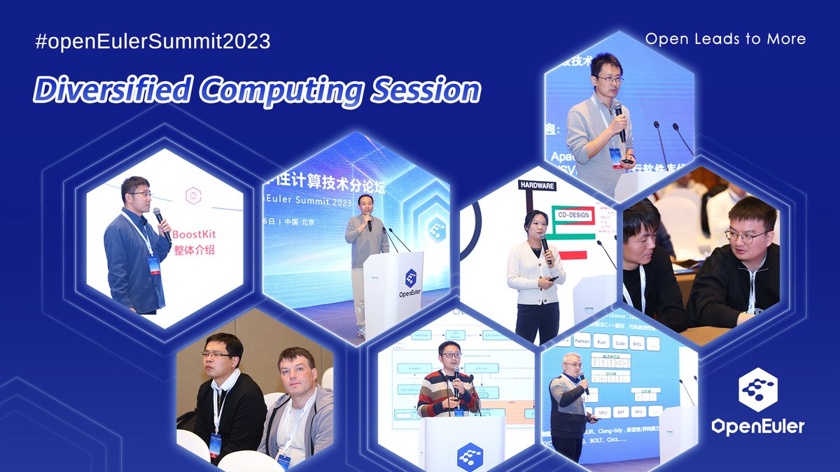 openEuler's tweet image. 🥰Captivating moments at #openEulerSummit 2023 #DiversifiedComputing Session! Experts and fellow developers immersed themselves in sharing insights and experiences to fully unleash diversified #computing power. 
#AI #Linux #openEuler #OS #heterogeneous #riscv #virtualization