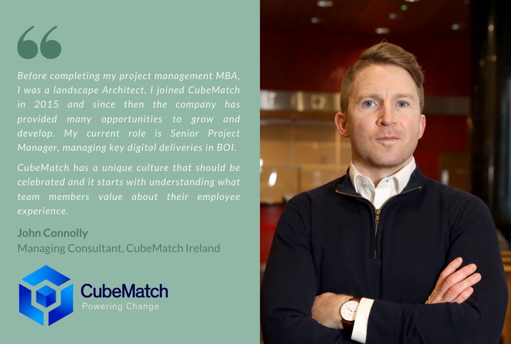 🔊💬💼Employee Testimonial💼💬🔊 John Connolly joined CubeMatch Ireland as a Consultant in 2014 and is now a Management Consultant. #LifeatCubeMatch #employeetestimonials #consultantlife