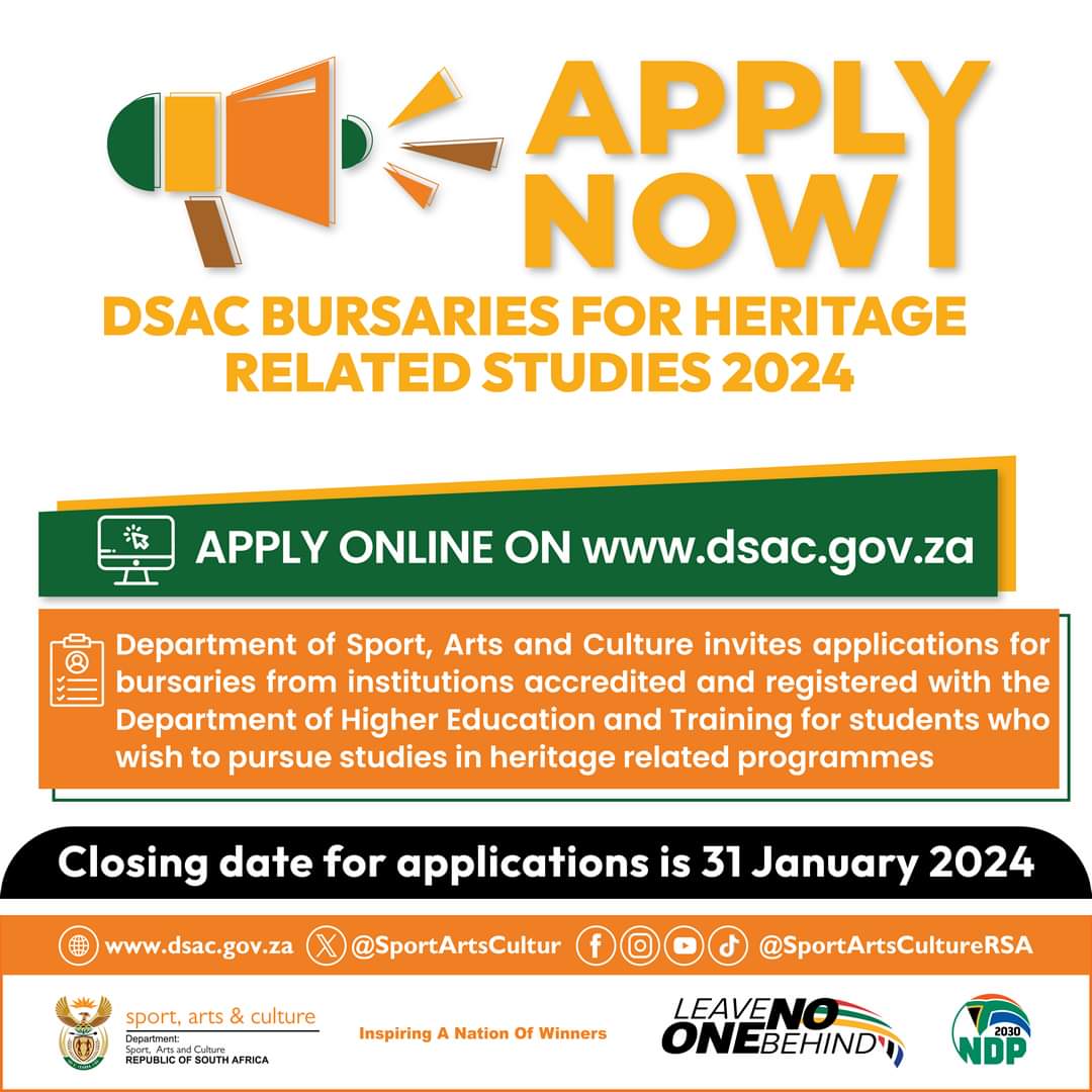 Department Of Sport, Arts, And Culture Bursary 2024-2025

Deadline is 28 FEBRUARY 2024 

Click the link below to get more info and how to APPLY !!!

gennextgigguideza.co.za/2023/12/21/dsa…

#TDjakes #fourwaysmall #justiceforRefilweMofokeng #MissXO #midrand #KirstenKluyts #TylerPerry